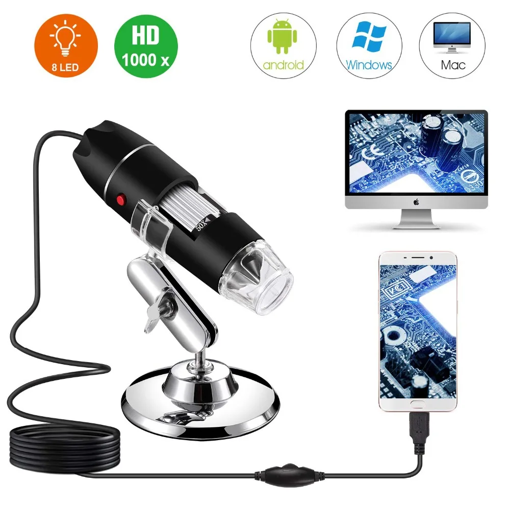 USB микроскоп 1000X1600X8 светодиодный цифровой USB микроскоп тип-c микроскопио Лупа электронный стерео USB эндоскоп Тип камеры