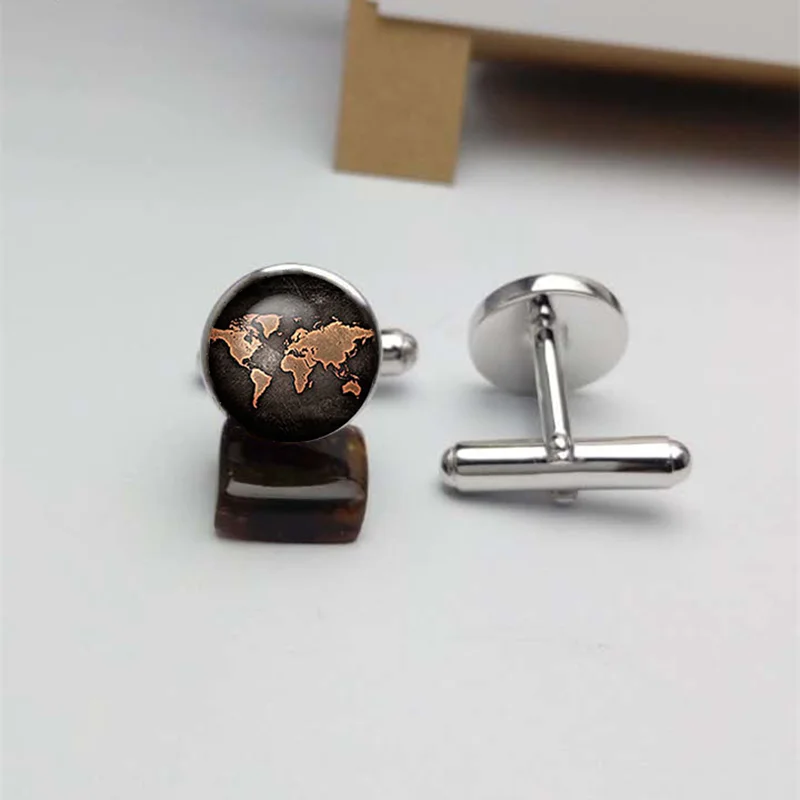 New 2020 Black Globe World Map Cufflinks Plated Vintage Cuff Men And Women Accessories Antique Bronze | Украшения и аксессуары