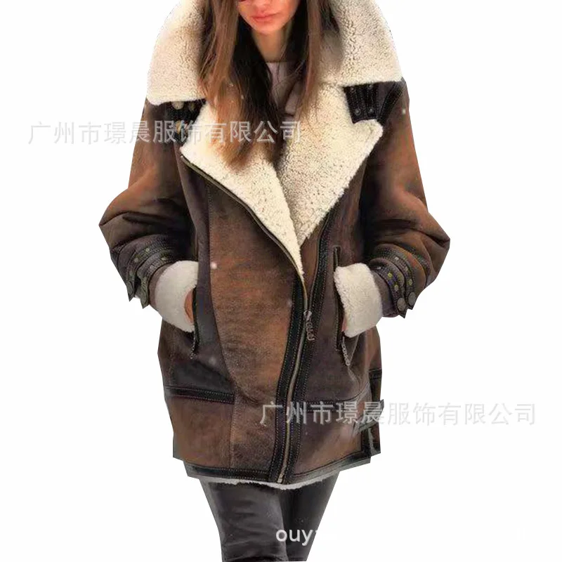 

Женская зимняя новая популярная утепленная куртка средней и длинной длины с перекрестными краями и длинным рукавом