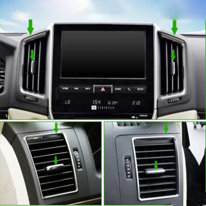 

Stainless Steel Chrome Air Conditioning Vent A/C Outlet Decorative Frame Cover Trim for 16-20 Toyota Land Cruiser LC200