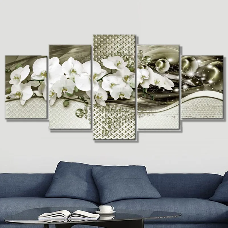 

flower 5D Diamond Paintings Five Connected Pieces Room Decoraitons Paste all diamonds Diamond Painting Home Decoration