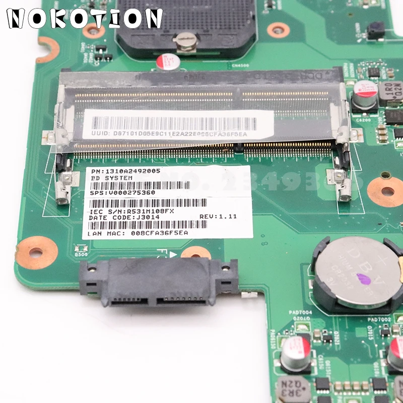 Материнская плата NOKOTION для ноутбука TOSHIBA Satellite C850D C855D разъем FS1 DDR3 V000275360 V000275280 |