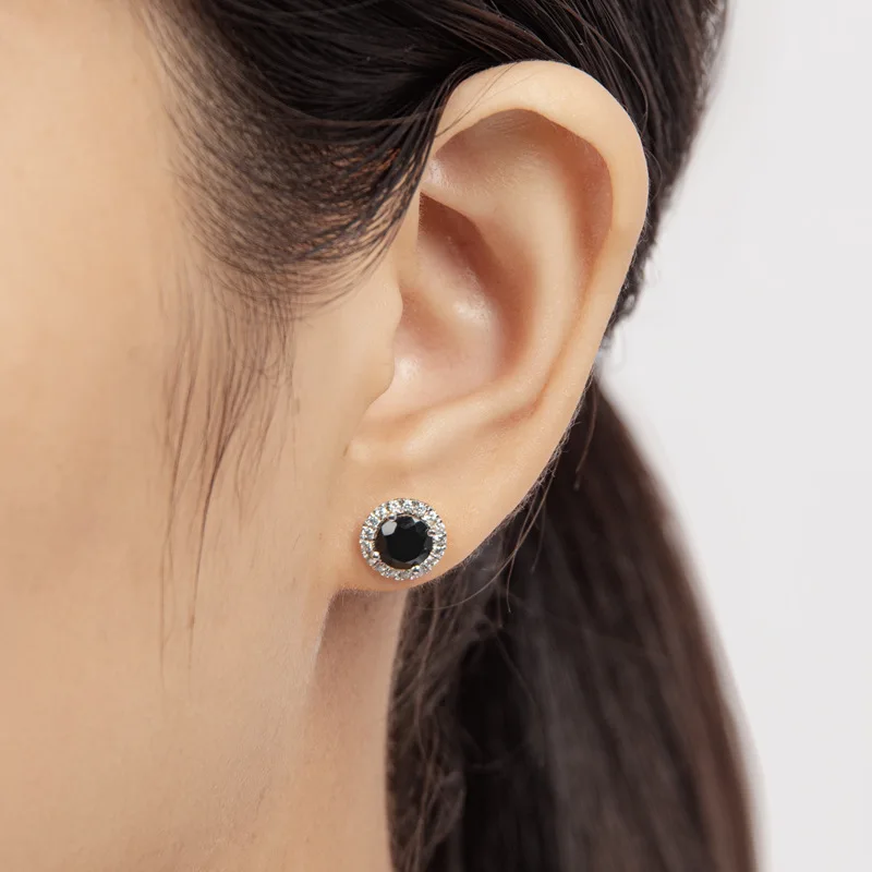 

925 Sterling Silver Jewelry 6 MM Round Cut Natural Smoke Crystal Garnet Amethyst Citrine Halo Earrings Quality Guarantee