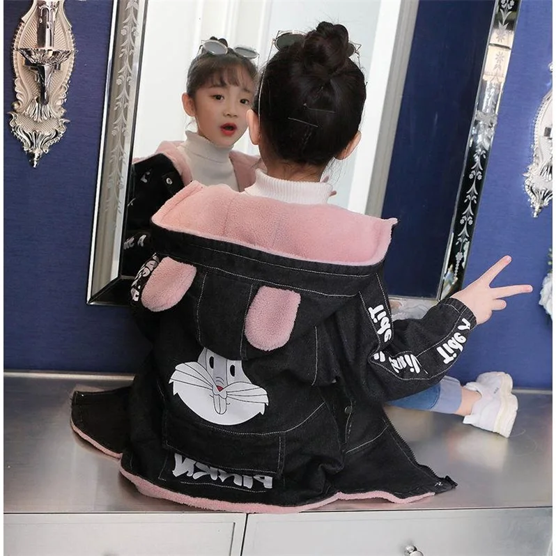 Детская джинсовая куртка для девочек модные пальто детская одежда осенне-зимняя