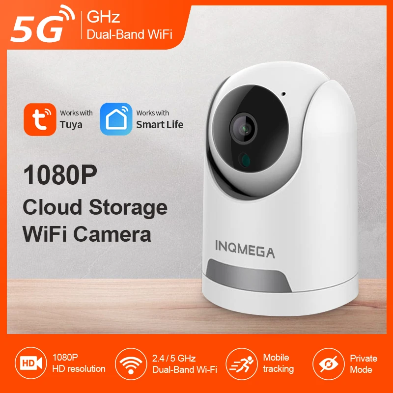 

INQMEGA Tuya 5G Wifi Smart IP Camera Home Security Cameras Wireless Cam with Privacy Mode for Child Support Google Home Alexa