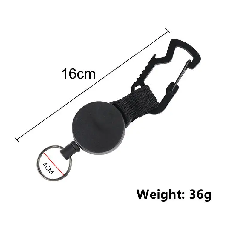 

3 In 1 Retractable Badge Steel Wire Cord Pull Key Ring Portable Bottle Opener Carabiner Car Key Chain