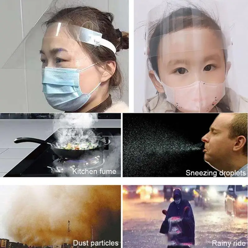 Безопасная маска для лица с креплением на голову прозрачная кухонная защитой от