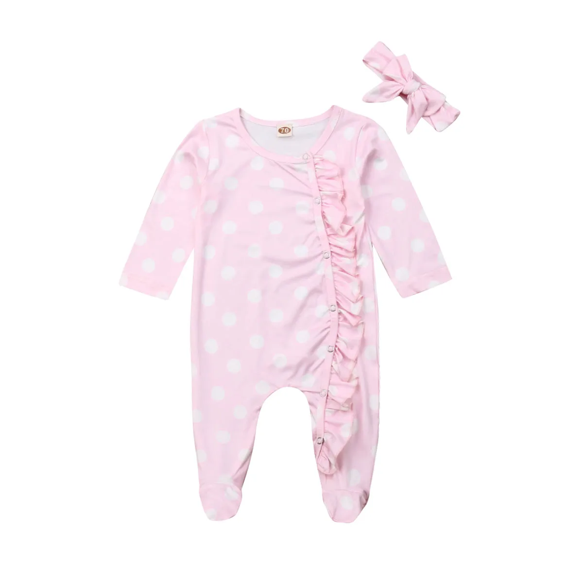 Детский комбинезон 2019 для новорожденных одежда в горошек с цветочным рисунком