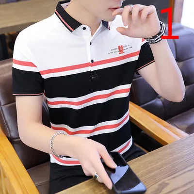 

Men's t-shirt trend Korean version of the self-cultivation wild thin section printed plaid fashion compassionate