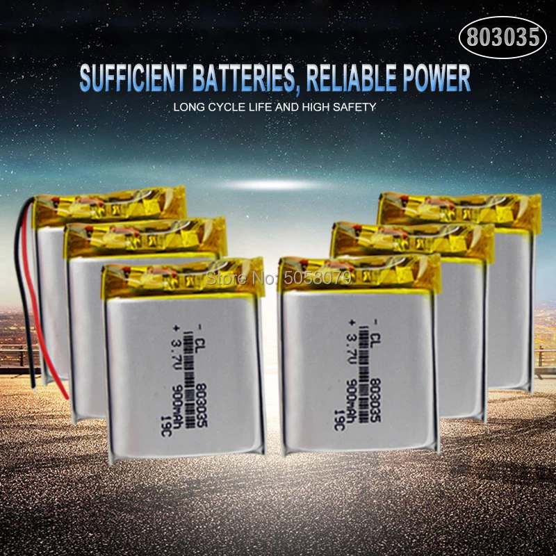 10 шт полимерная литиевая батарея 900 mah 3 7 V 803035 умный дом MP3 колонки литий ионная для