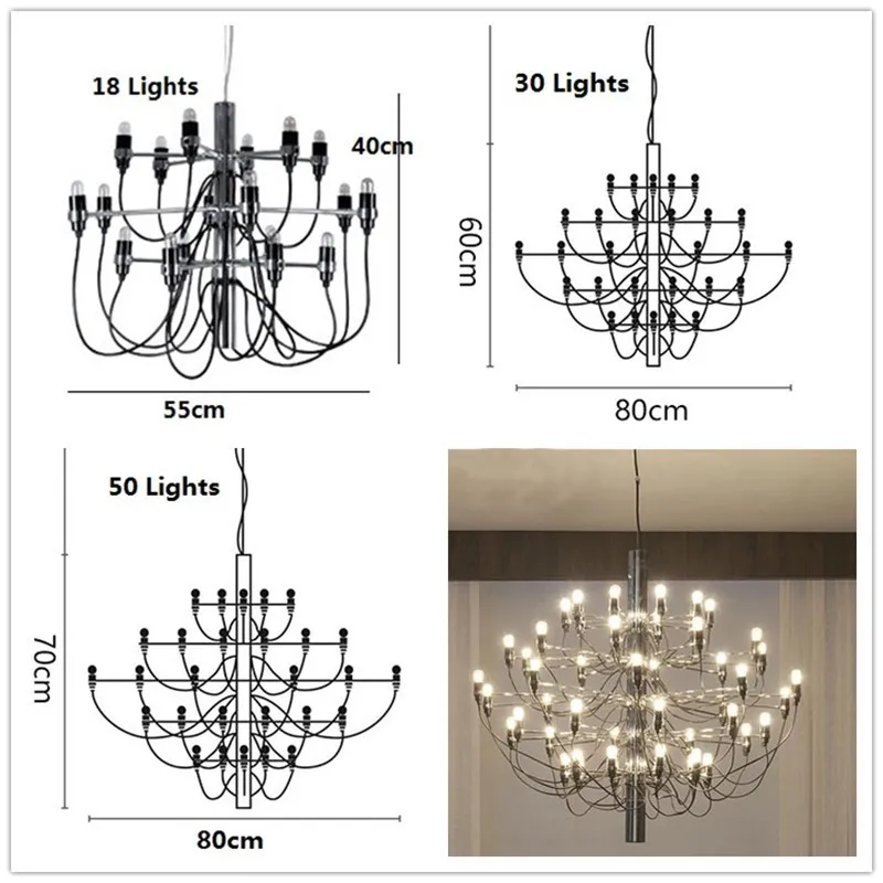 

Modern Chandeliers Simple Hanging Lamps For Ding Room/Hotel/Living Room Chandelier Lights E14 18/30/50 Heads Lighting
