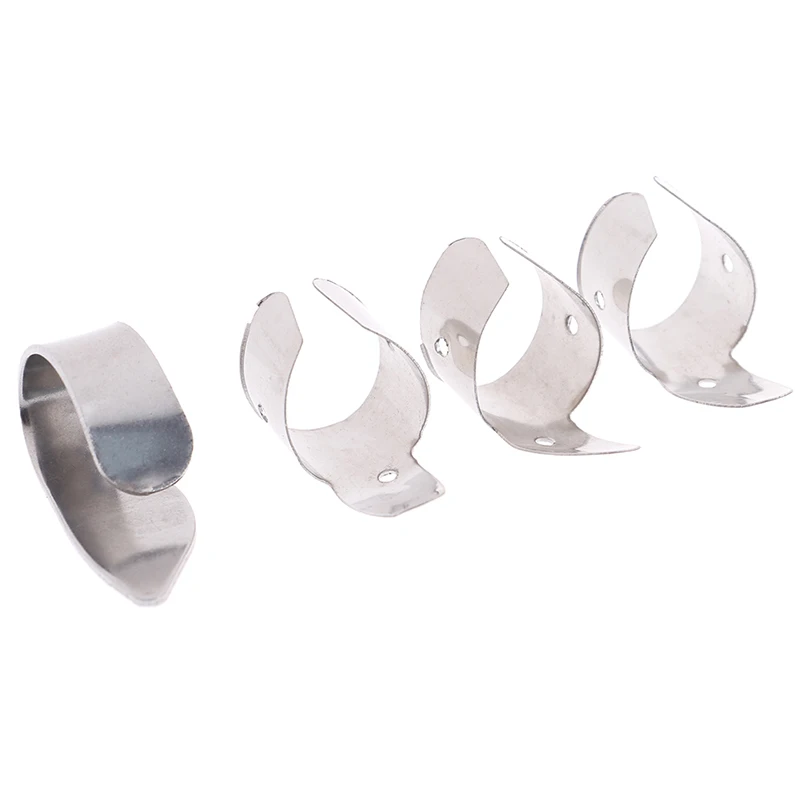 4 stücke edelstahl 1 daumen und 3 finger nagel gitarre picks plektren set metall akustische elektrische bass gitarre zubehör free global shi