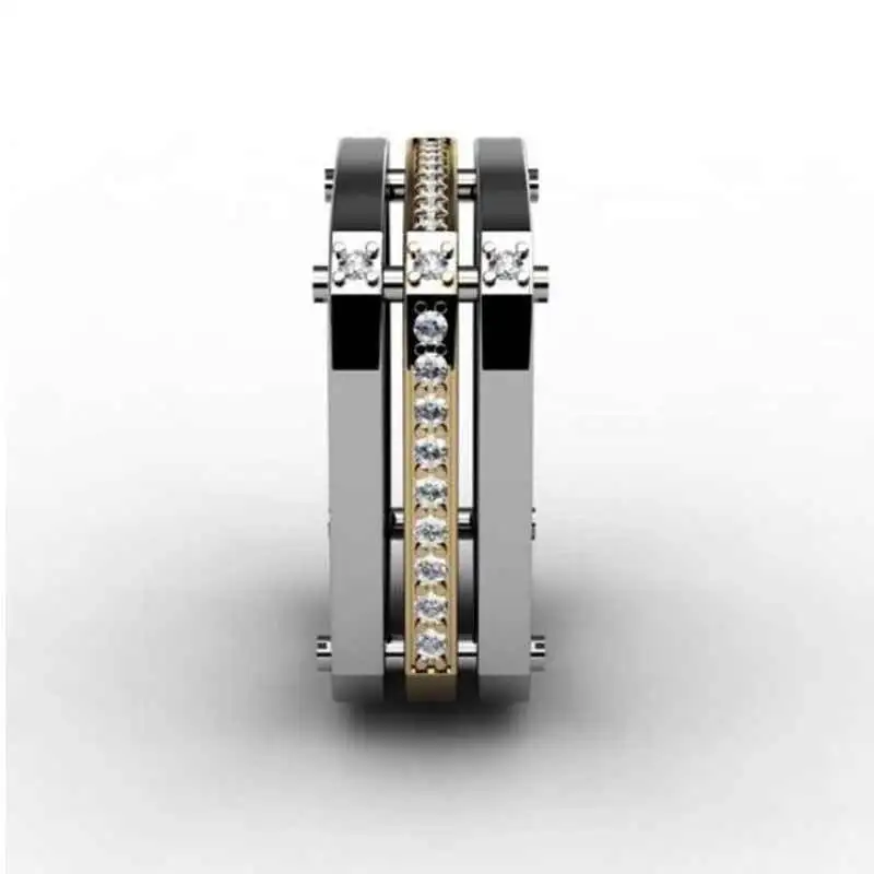 Великолепные трехслойные двухцветные мужские кольца в стиле хип хоп с медным