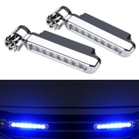 2pcsset 8led wind power grille vehicle light with fan rotation turn signal car fog warning day light daytime running lamp