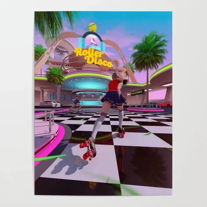 

Wall Artwork Roller Disco Home Decoration Painting HD Pulley Girl Prints Modern Posters Canvas Cuadros Modular Picture For Gift