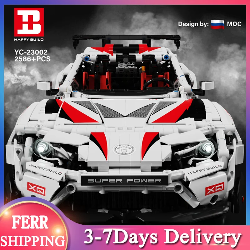 

2021 MOC радиоуправляемая техническая серия, 2586 шт., модель суперкар GT86 в масштабе 1:10, гоночный автомобиль с дистанционным управлением, строите...