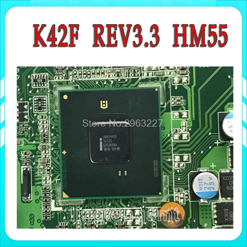

For Asus K42F Rev 3.3 GMA HD USB2.0 HM55 PGA989 DDR3 VRAM Main Board K42F Notebook Motherboard P42F 100% fully tested