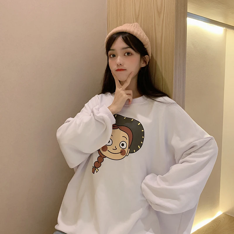 Gaganight Милая Женская толстовка с рисунком и длинными рукавами круглым вырезом