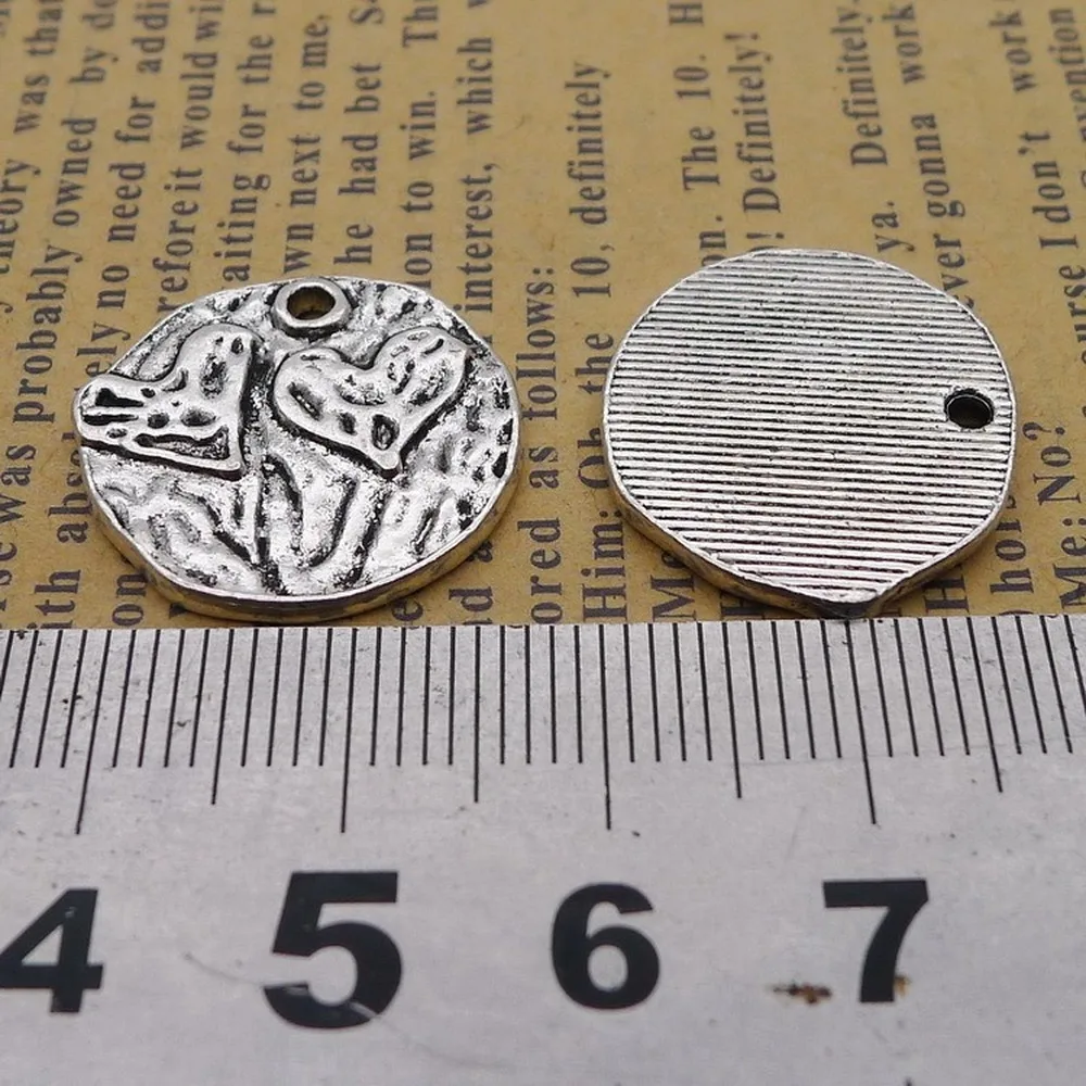 

70pcs Heart Charms 18mm x 20mm DIY Jewelry Making Pendant antique silver color