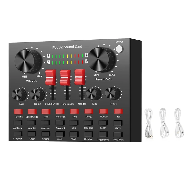 

Набор звуковых карт PULUZ в реальном времени, компьютер, Bluetooth 4,0, якорь, Запись песен в реальном времени, миксер, звуковая карта