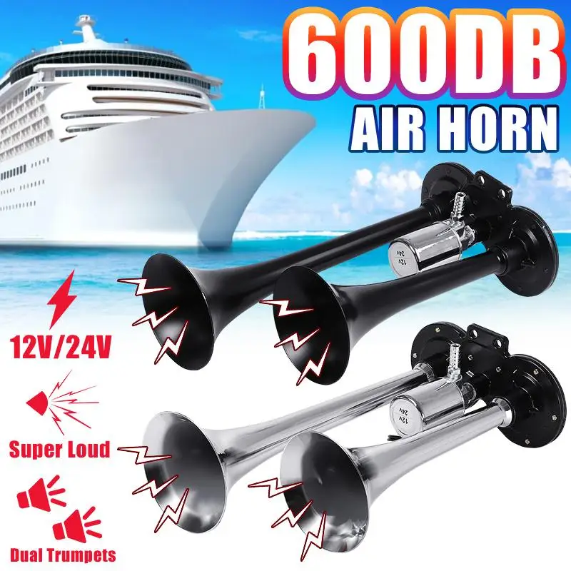 Супер громкий твитер 12 В/24 В воздушный рожок дБ с двумя трубками универсальный