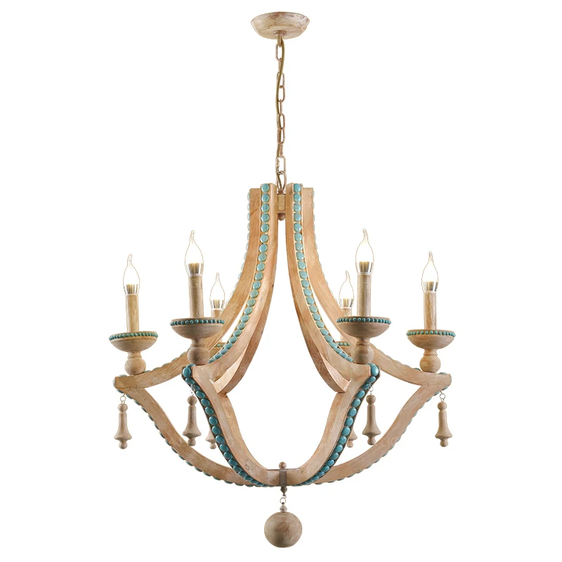 Solid wood chandeliers nordic turquoise lighting loft decor living room foyer lobby bohemian european light fixtures | Освещение