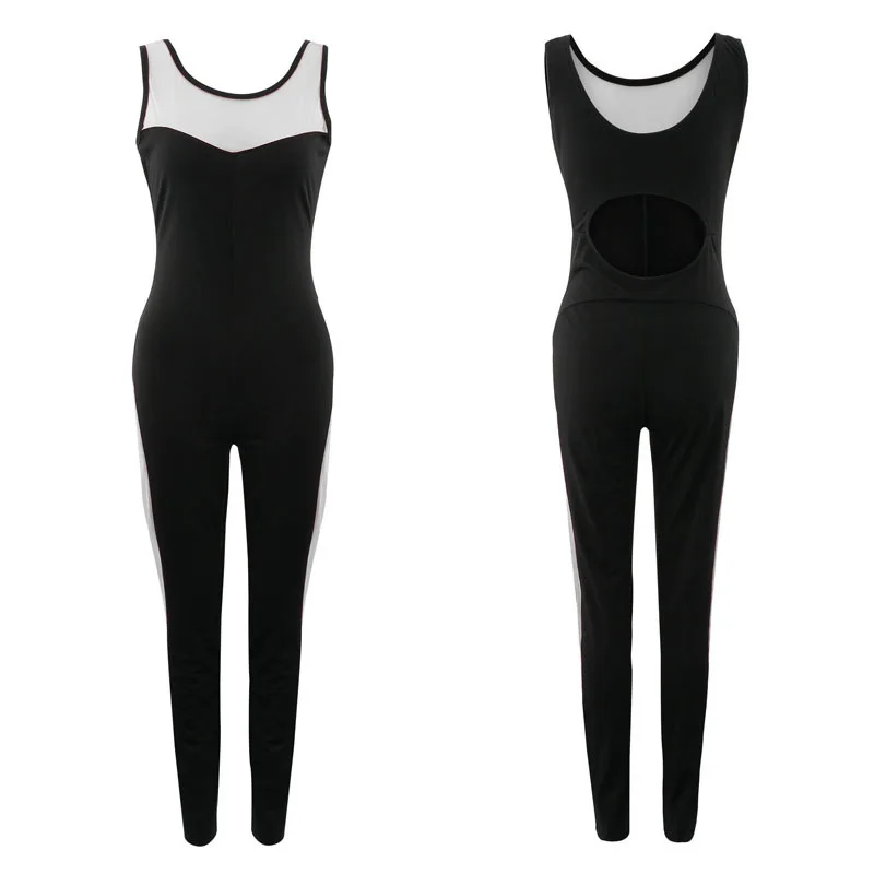 Women's One Piece Yoga Set Sports Suit Mesh Jumpsuits Fitness Gym Suits Elastic Tracksuit Pants Sportswear Leggings | Спорт и