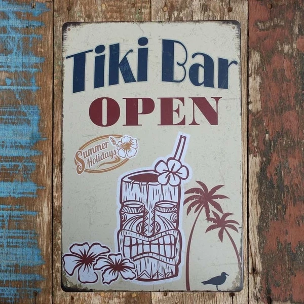 Tiki Bar открытый металлический знак Ретро винтажный домашний паб настенное