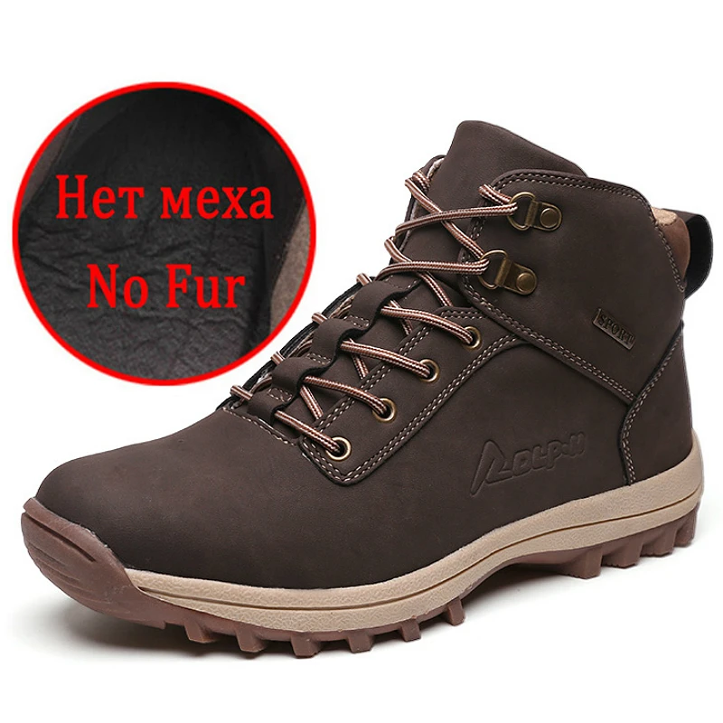 

Genuine Leather Men Boots Plush Warm Men Snow Boots Non-slip Men Shoes Outdoor Motorcycle Boots Plus Size 39-47 Cotton Boots