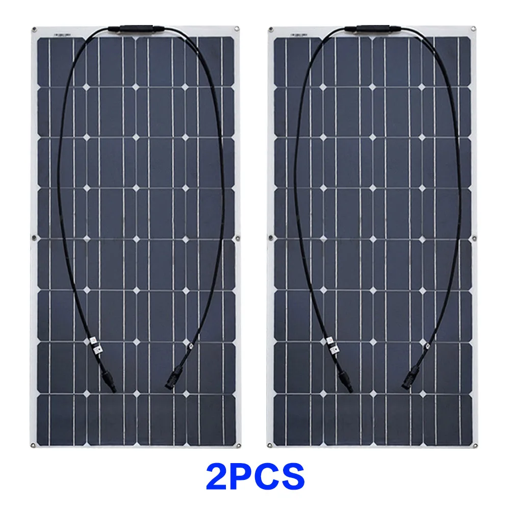 200W solar panel Комплект из 2 предметов, 4 шт. 10 шт. 100 Вт солнечная панель солнечных батарей Гибкая солнечная батарея солнечных батарей для автомобиля/яхты/пароход 12V 24 вольт постоянного тока 100 ватт Солнечная Батарея - Цвет: 200W solar panel