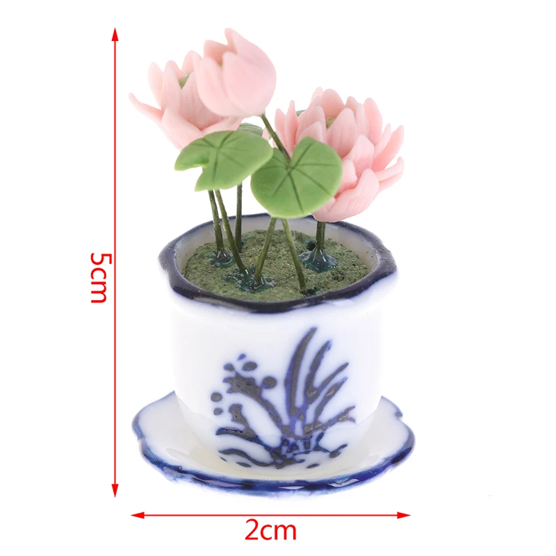 1:12 миниатюрный кукольный домик в горшке Лотос керамический цветочный горшок