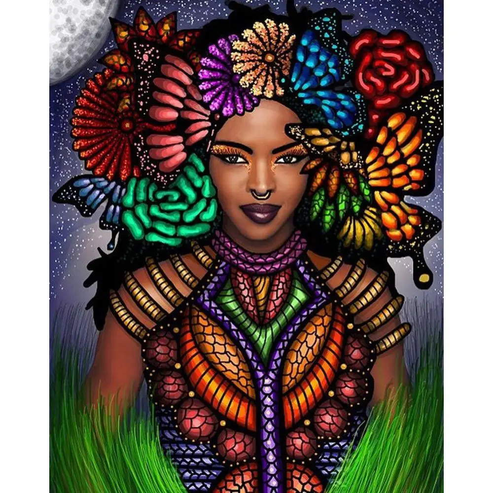 5D полная квадратная/круглая алмазная живопись фантазия африканская Женская