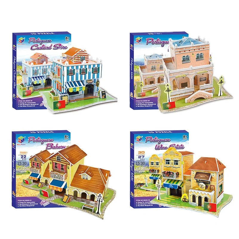 3D трехмерная головоломка мировой Стиль бумажная модель здания детская сборка и