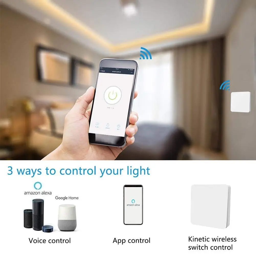Tuya Smart Life WiFi переключатель с RF Kinetic автономный пульт дистанционного управления беспроводной переключатель, Alexa Echo Google Home Голосовое управление