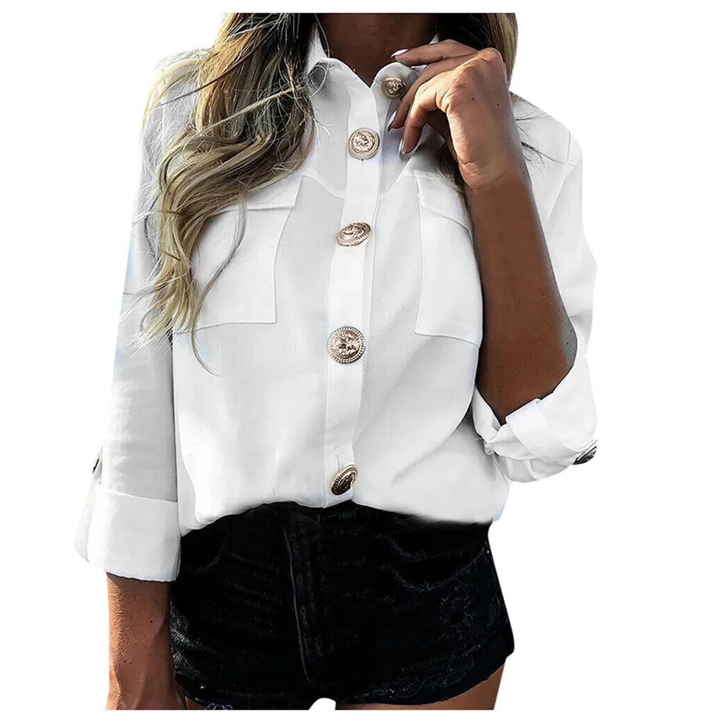 Женская блузка с длинным рукавом на пуговицах | одежда