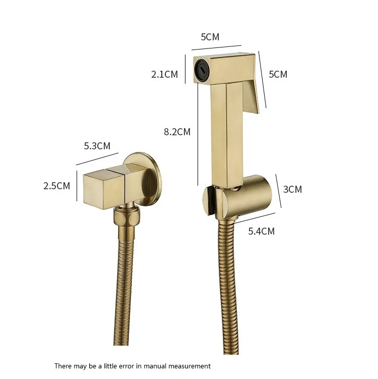 Square Brusehd Gold Bidets Bathroom Hand Shower Bidet Toilet Sprayer Hygienic Taps Spray Gun | Обустройство дома