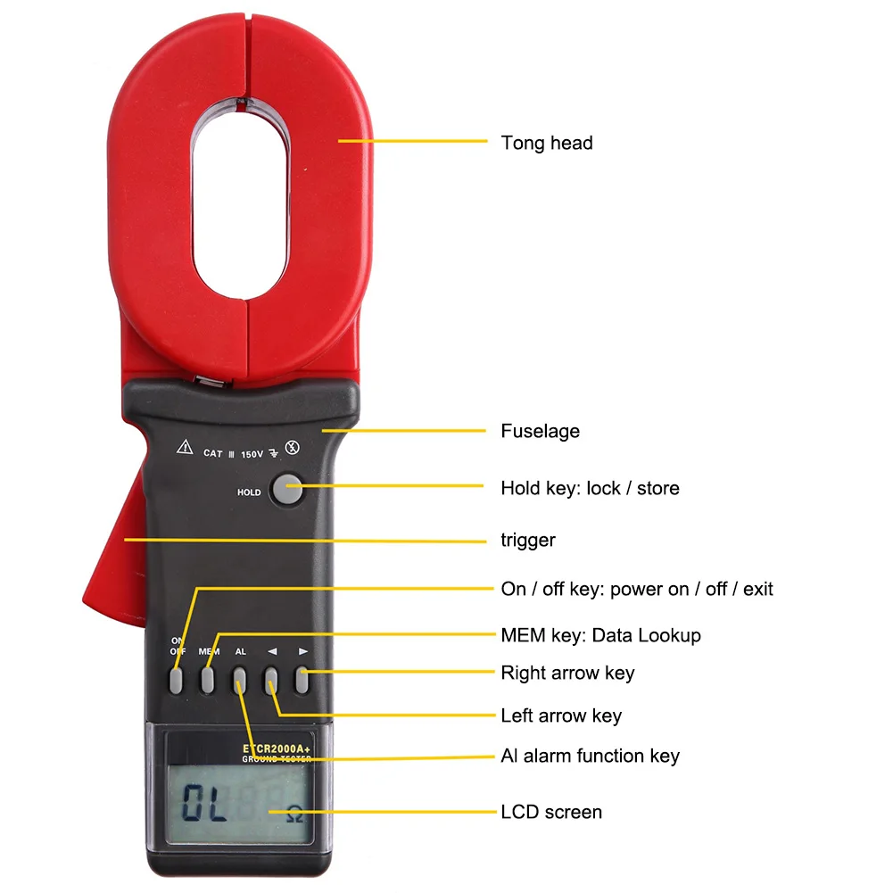 Digital Display Clamp Ground Earth Resistance Test Tool Meter ETCR2000A Plus FKU66 | Безопасность и защита