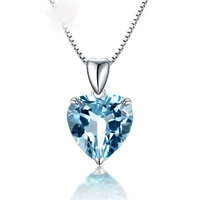 real natural blue topaz jewelry 100 s925 sterling silver necklace pendant for women silver 925 jewelry bizuteria topaz gemstone