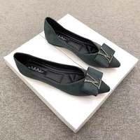 tide brand 2021 spring and autumn shallow pointed shoes womens black flat bottom fashion suede ladybugs womens shoes