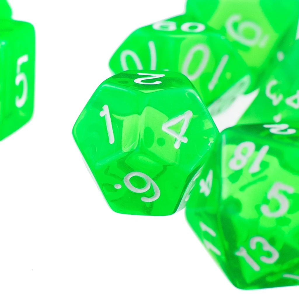 Набор зеленых игральных костей D4 D6 D8 D10 D12 D20 7 шт.|Кубики| |