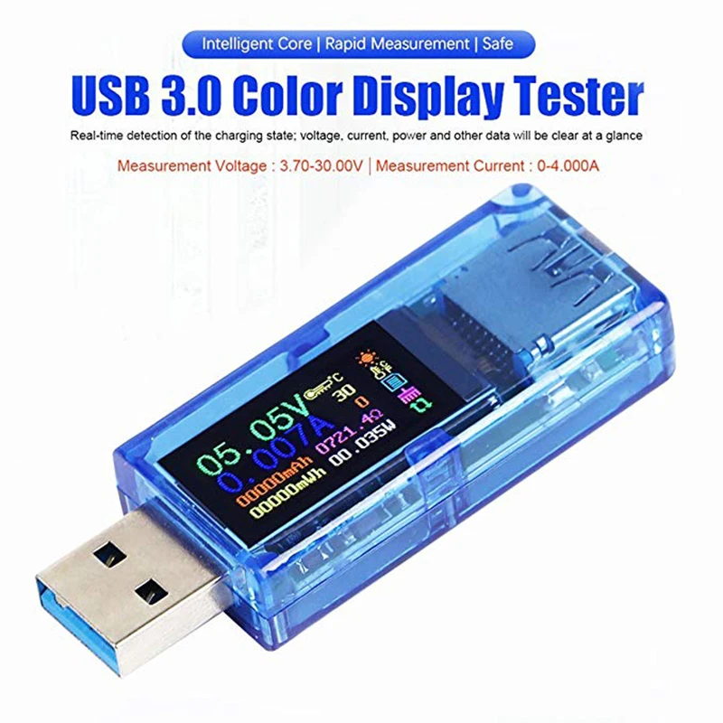 

USB 3,0 Test er USB зарядное устройство измеритель мощности 3,7-30 в 0-4A тестер напряжения мультиметр измеритель тока цветной дисплей Вольтметр Амперм...