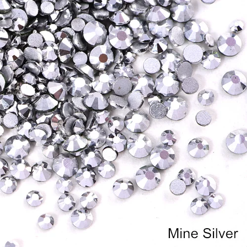 Mine Silver 1000 шт блестящие стразы, стеклянные стразы без горячей фиксации, стразы с плоским основанием, стразы без горячей фиксации, украшения для ногтей Y2802 - Цвет: Mine Silver