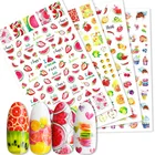 Слайдеры для ногтей, фрукты, фрукты, арбуз, клубника, оранжевый, 3D наклейки для ногтей, новый дизайн, декоративные наконечники из фольги