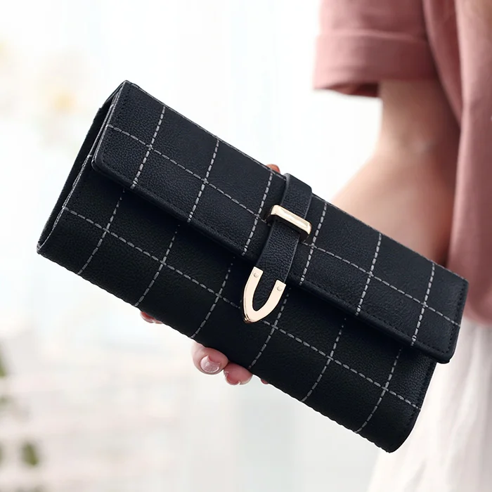 

Large Capacity Wallet Women Minimalist Snap Card Holder Clutch Wallet Women Leather Korean Portafoglio Donna Purse DE60NQB
