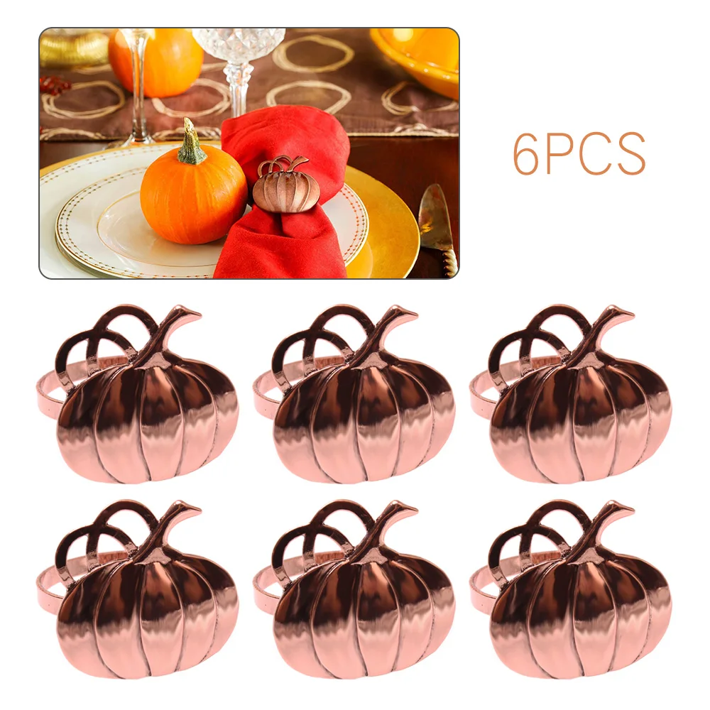

6PCS Retro Halloween Napkin Rings Featival Theme Party Pumpkin Napkin Ring Metal Buckle Wedding Gifts Holiday Party Holidayation