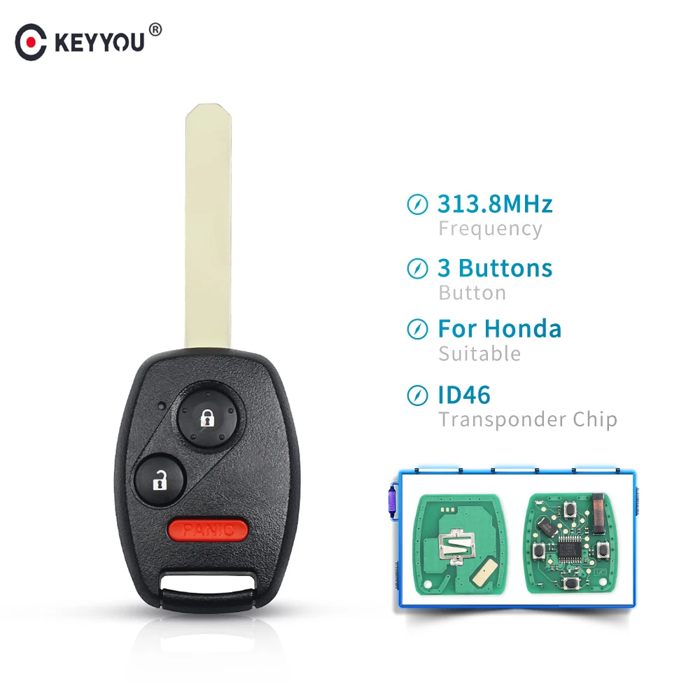 KEYYOU 3 кнопки Автомобильный Брелок дистанционного управления с ключом для Honda CRV