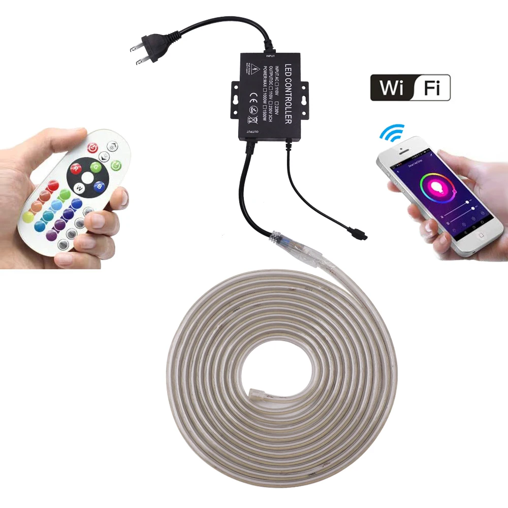 Светодиодная ленсветильник 110 В 220 5050 Wi-Fi RGB 1500 Вт пульт дистанционного управления