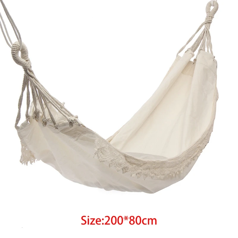 

E7CC Outdoor Camping Hammock Swing Portable Hanging Chair Pure White Romantic Lace For Travel Hiking Garden Sleeping Swing