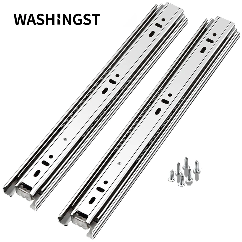 washingst drawer slide rail stainless steel 200 600mm full exhibition ball bearing three sections guide rail for kitchen cabinet free global shipping