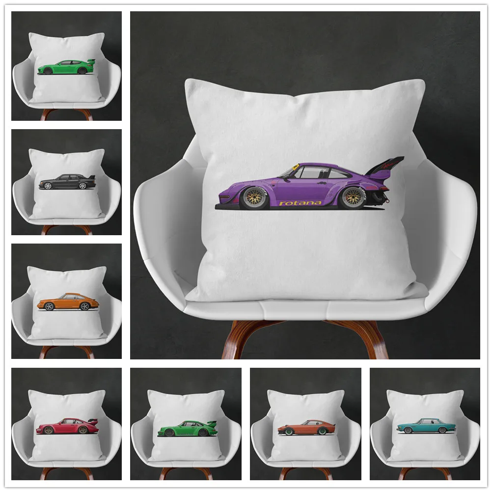 

Классическая мягкая короткая плюшевая наволочка с мультяшным рисунком для спортивного автомобиля, декоративная наволочка для дома, дивана...